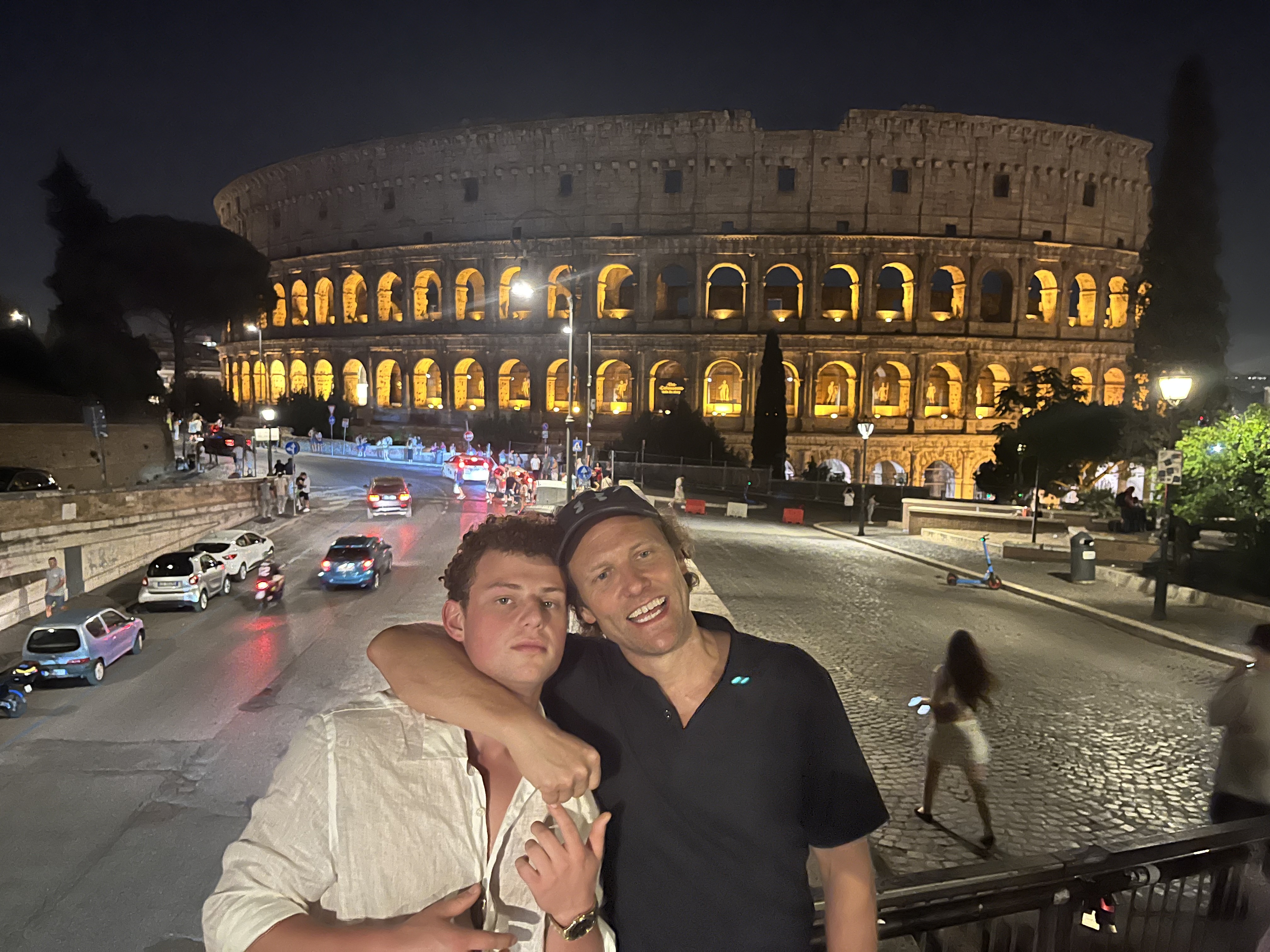 Night view of the illuminated Colosseum in Rome